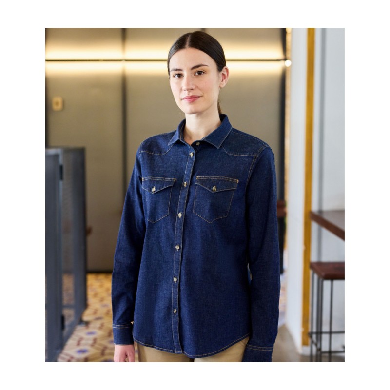 CHEMISE ML FEMME STRETCH DENIM